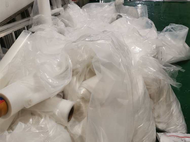 Plastic Film Waiting for being recycled and granulated into reuseable particles 2 min